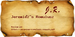 Jeremiás Romulusz névjegykártya